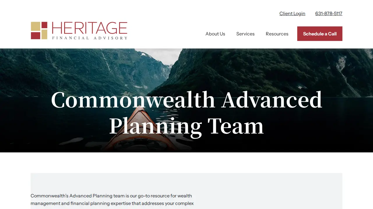 Heritage Financial Advisory page