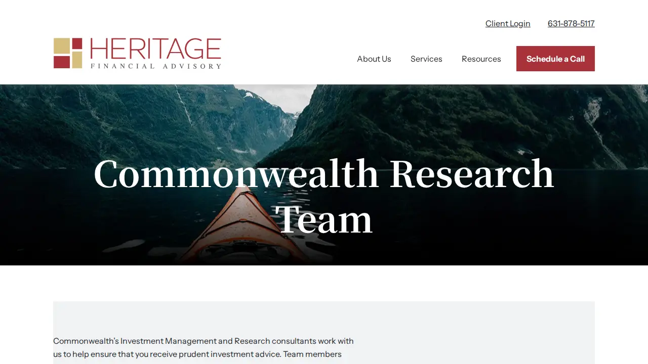 Heritage Financial Advisory page