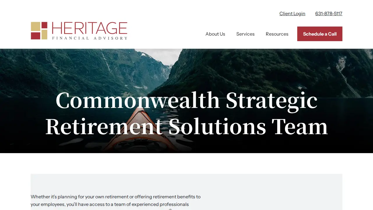 Heritage Financial Advisory page