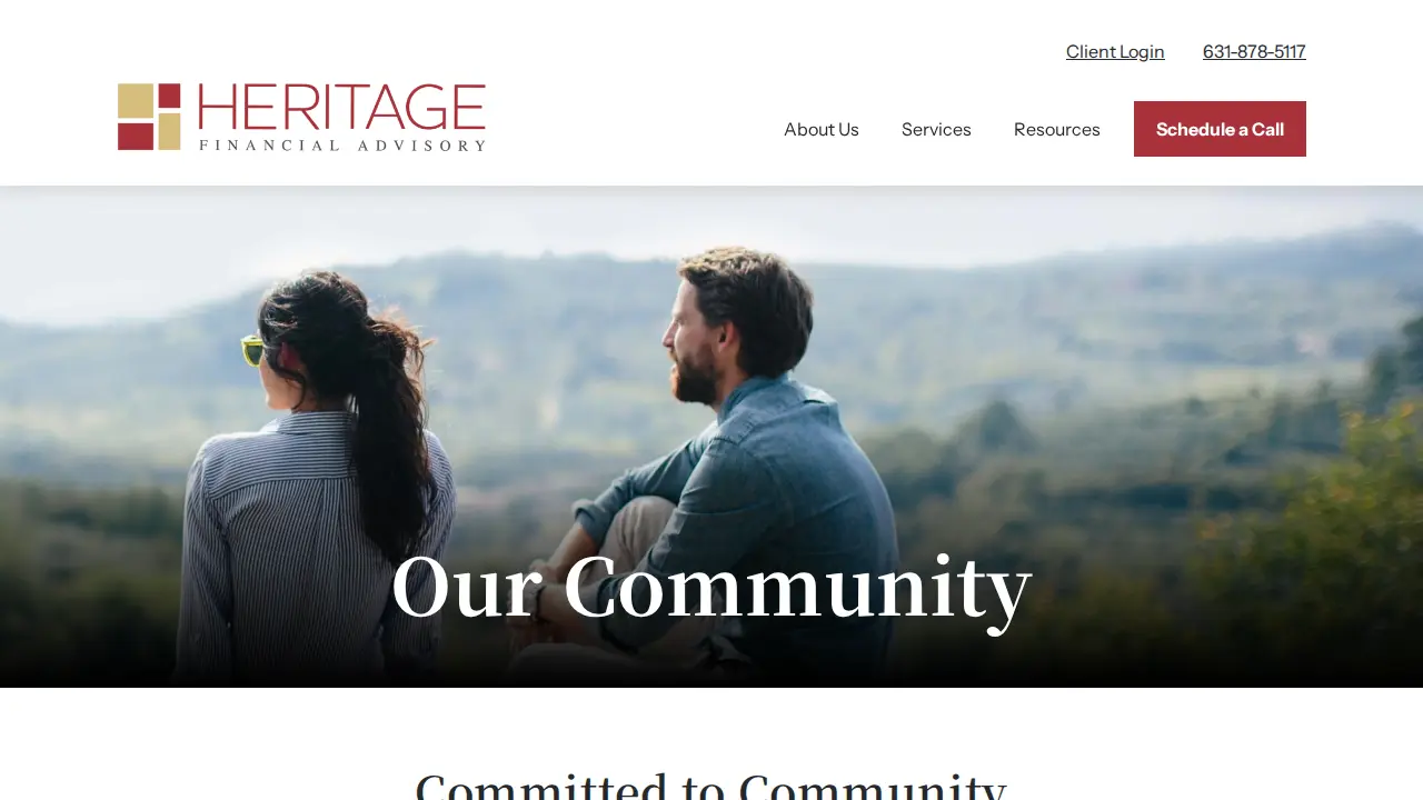 Heritage Financial Advisory page