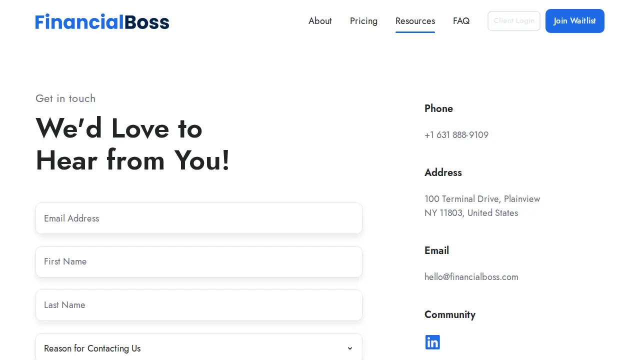 Financial Boss page