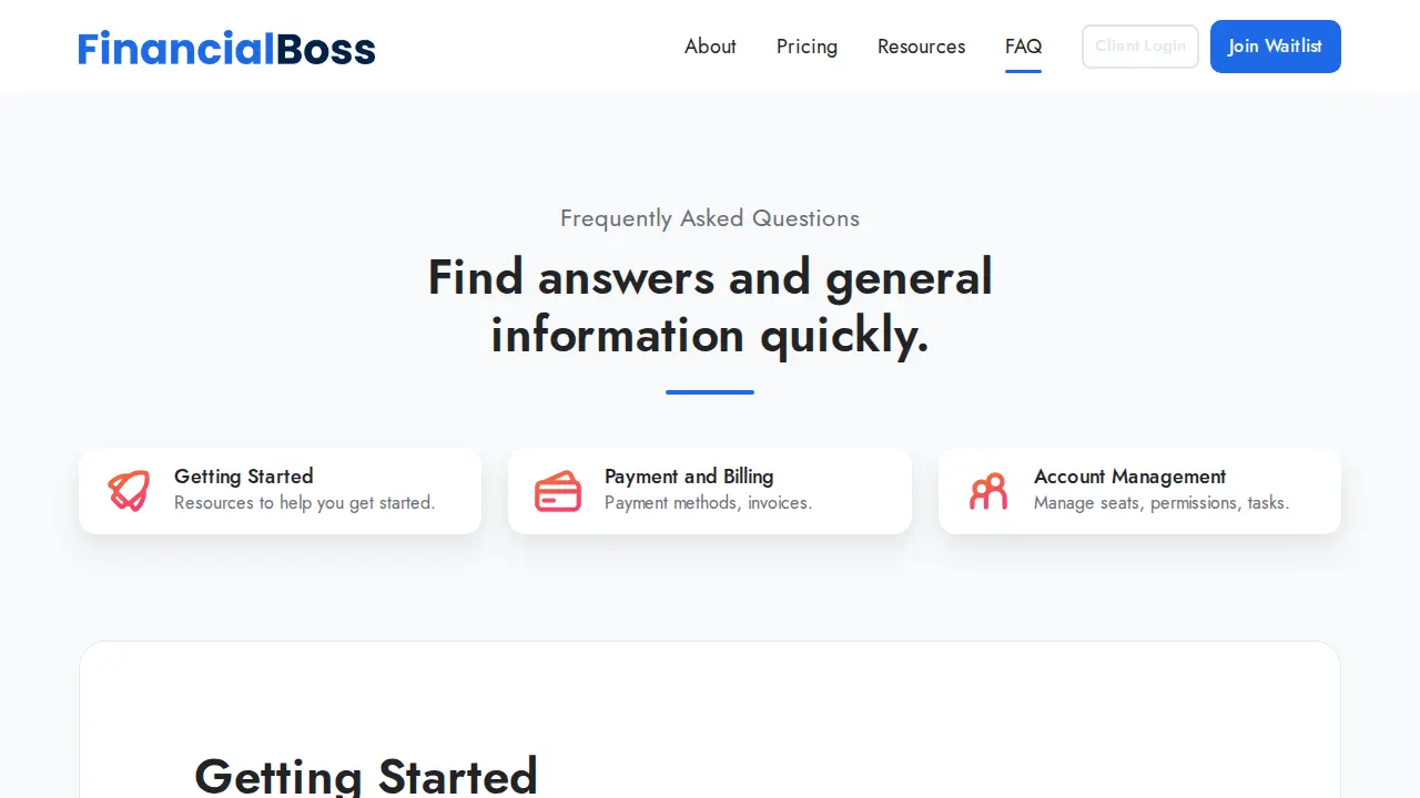 Financial Boss page