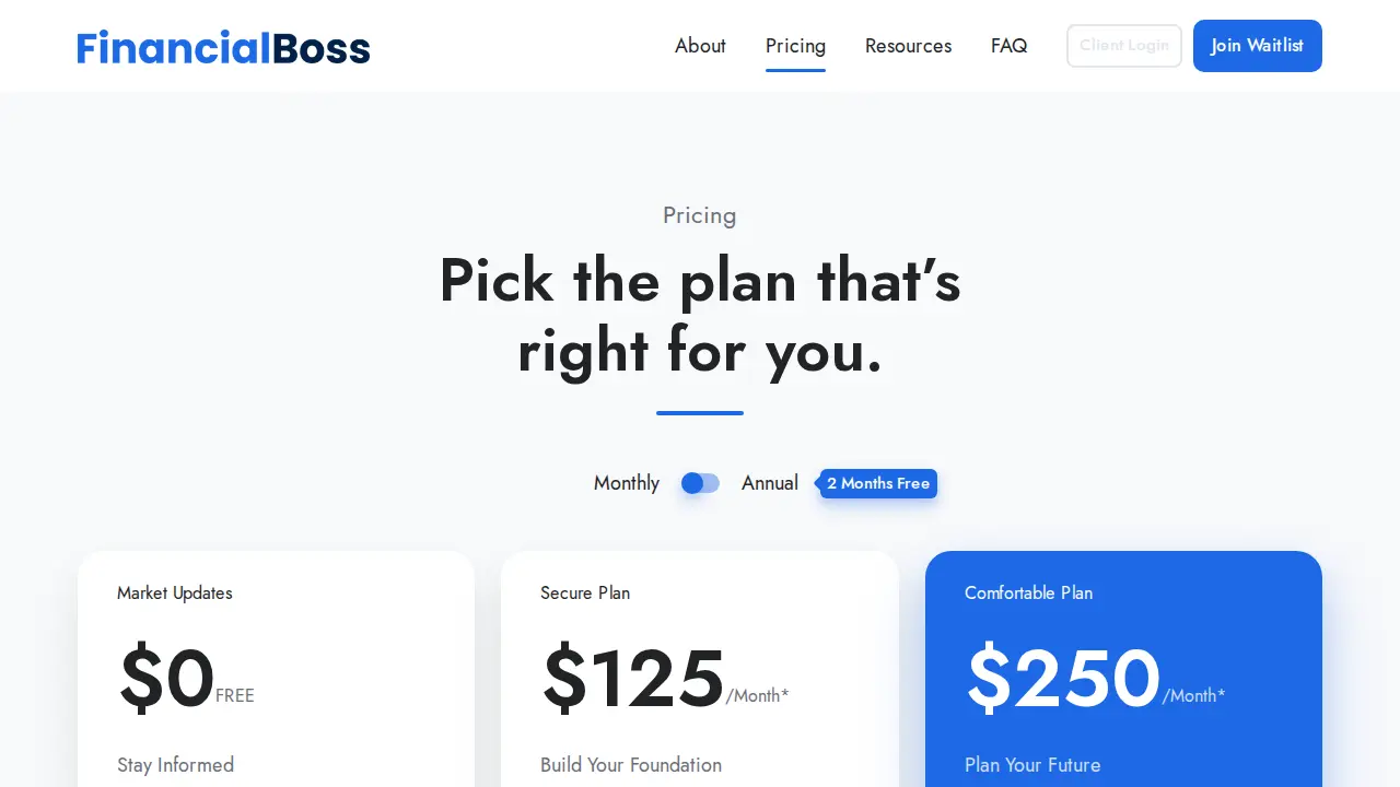 Financial Boss page