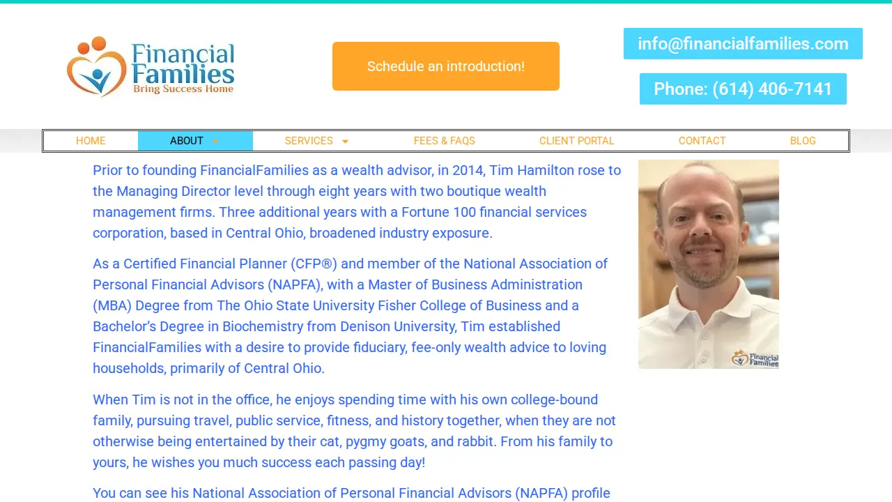 FinancialFamilies page