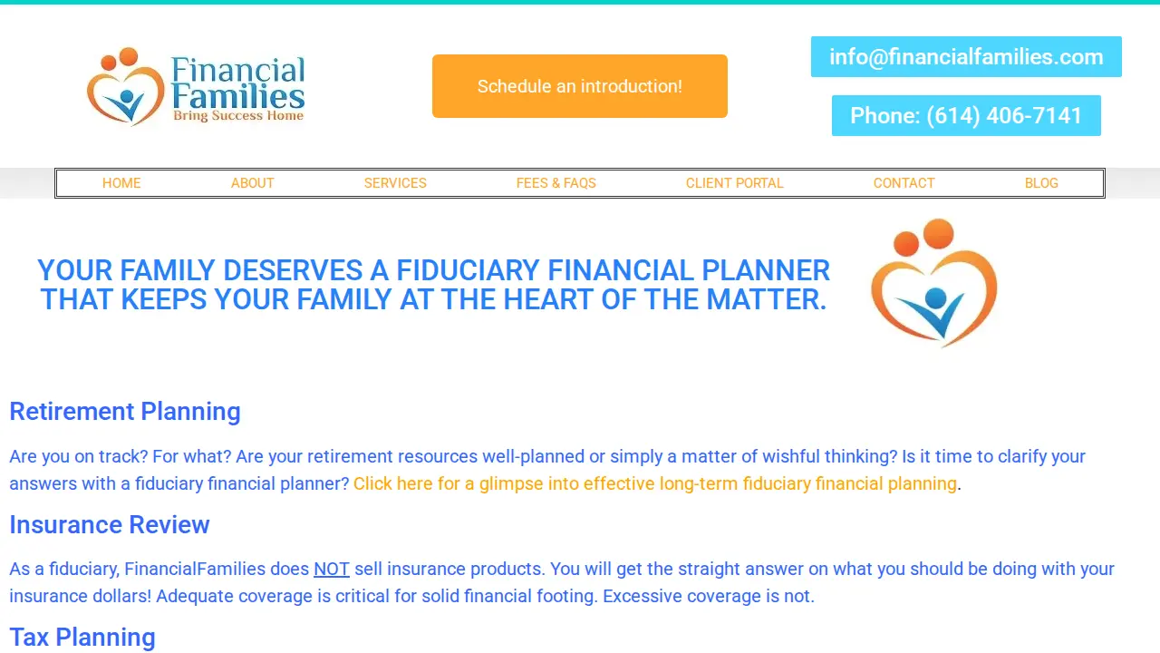 FinancialFamilies page