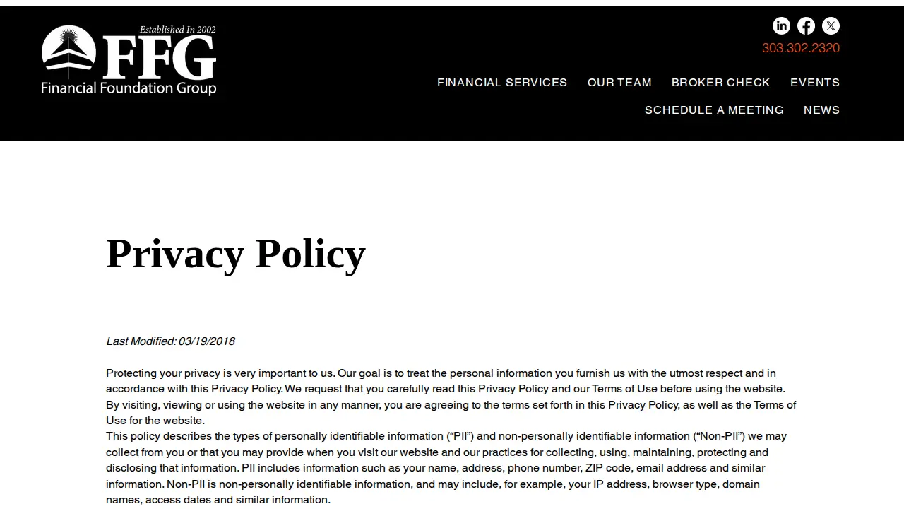 FFG (Financial Foundation Group) page