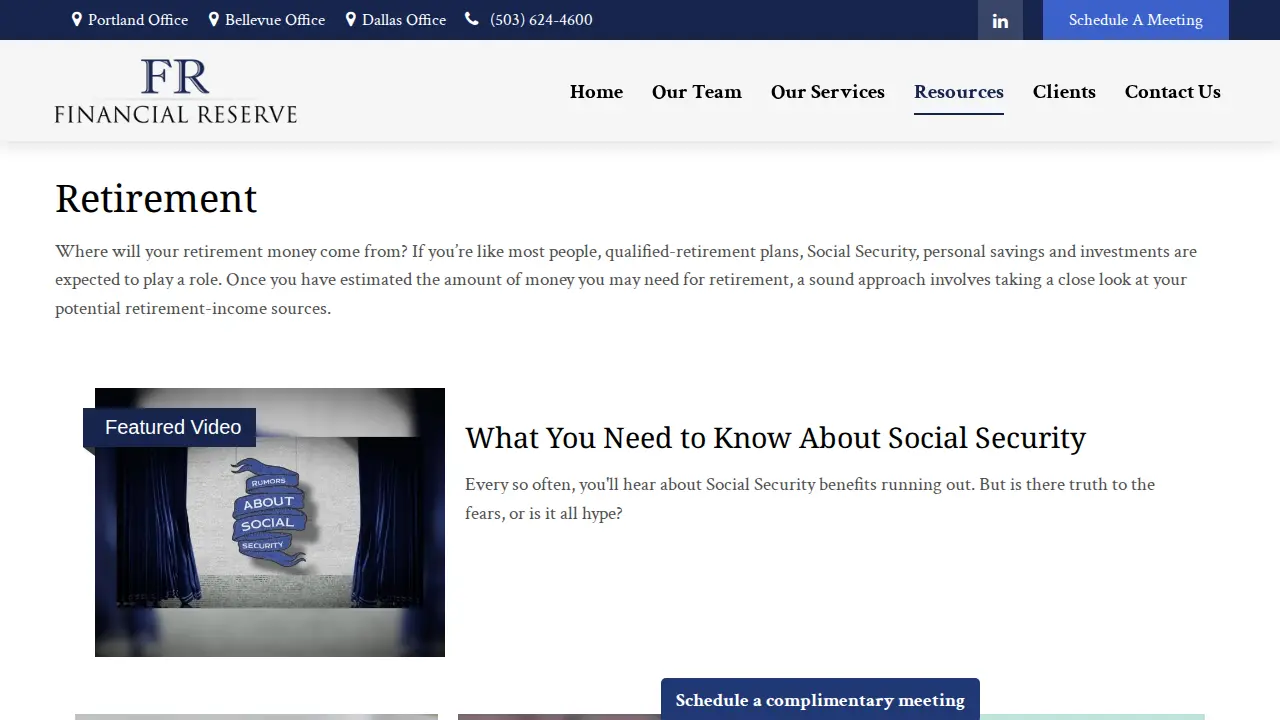 Financial Reserve page