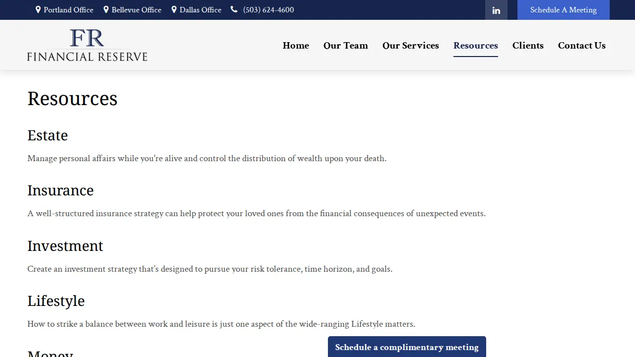 Financial Reserve page