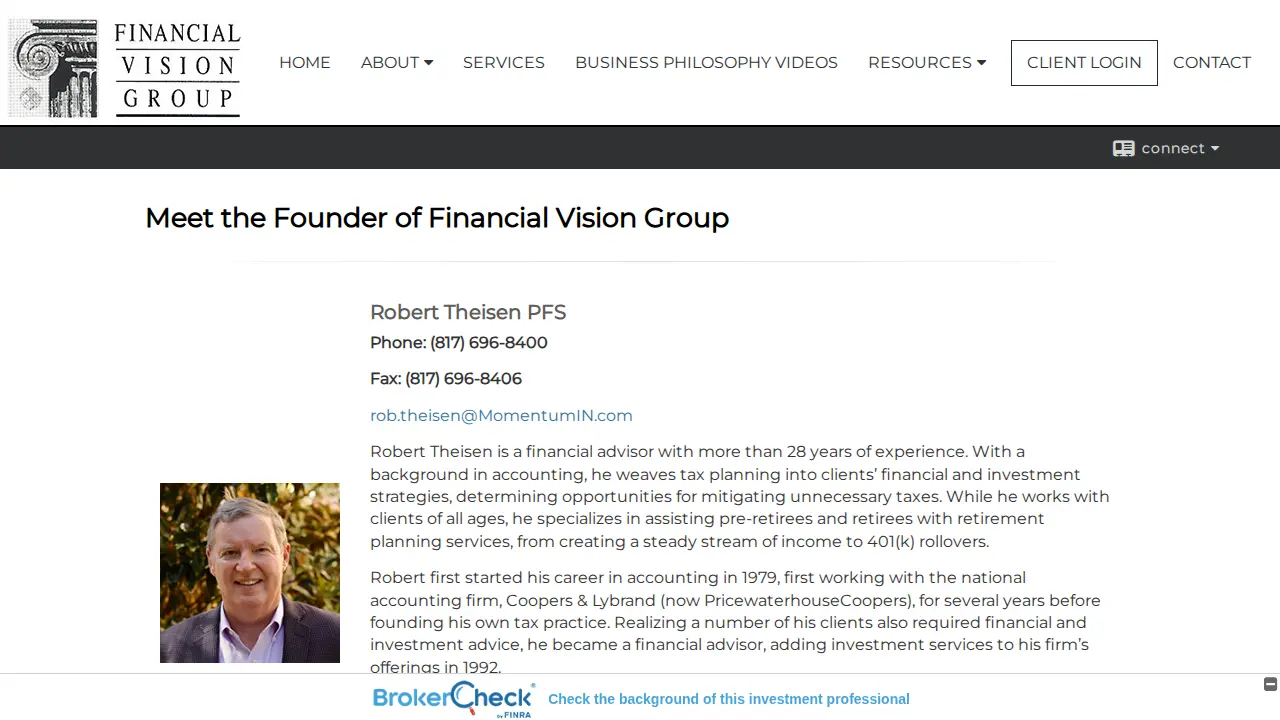 Financial Vision Group page