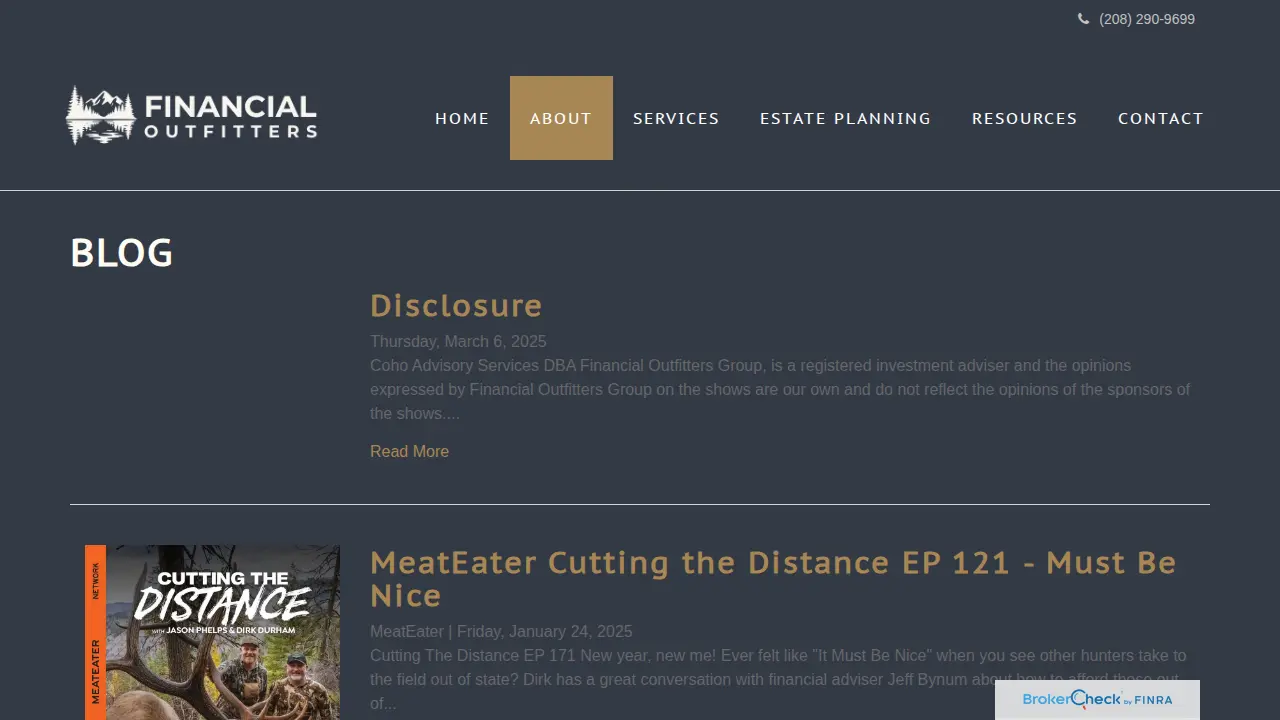 Financial Outfitters page