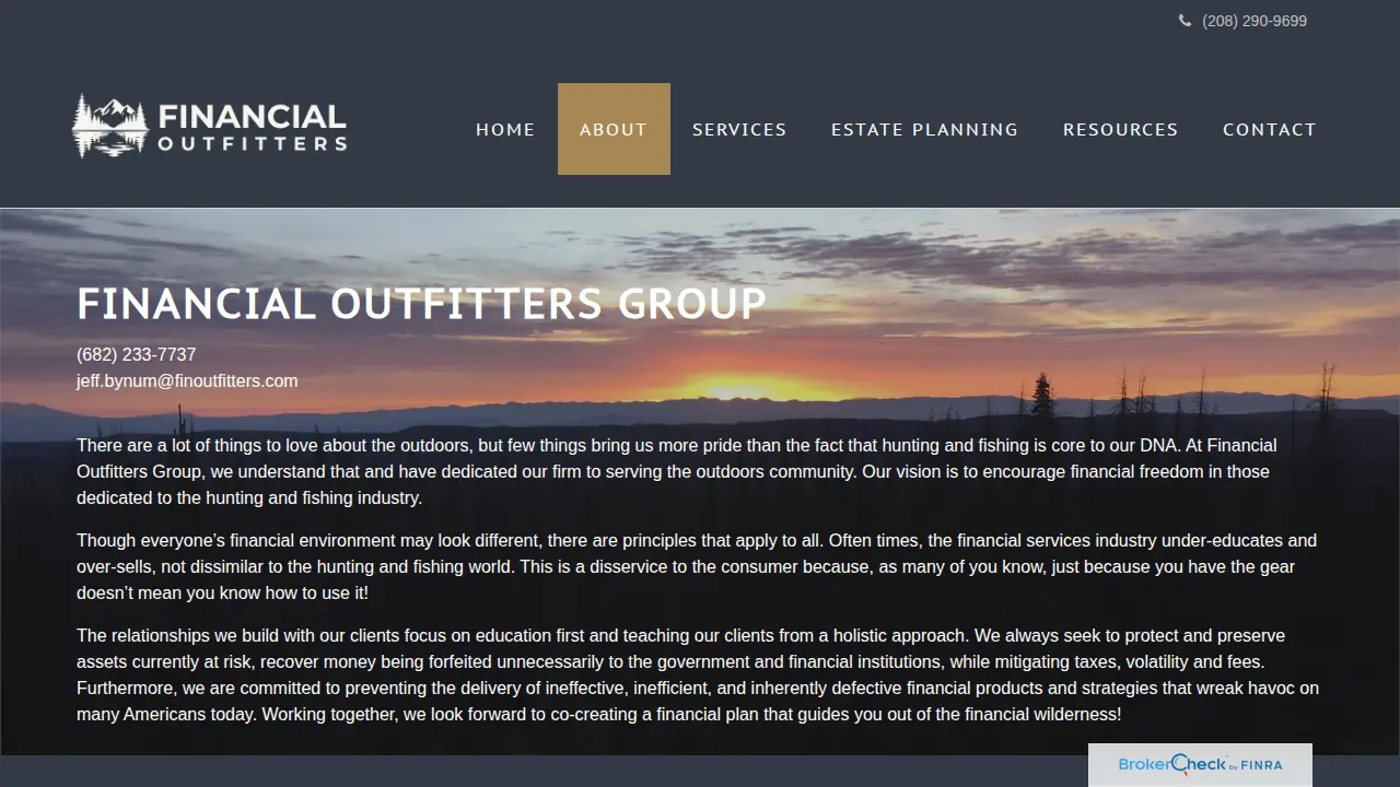 Financial Outfitters page