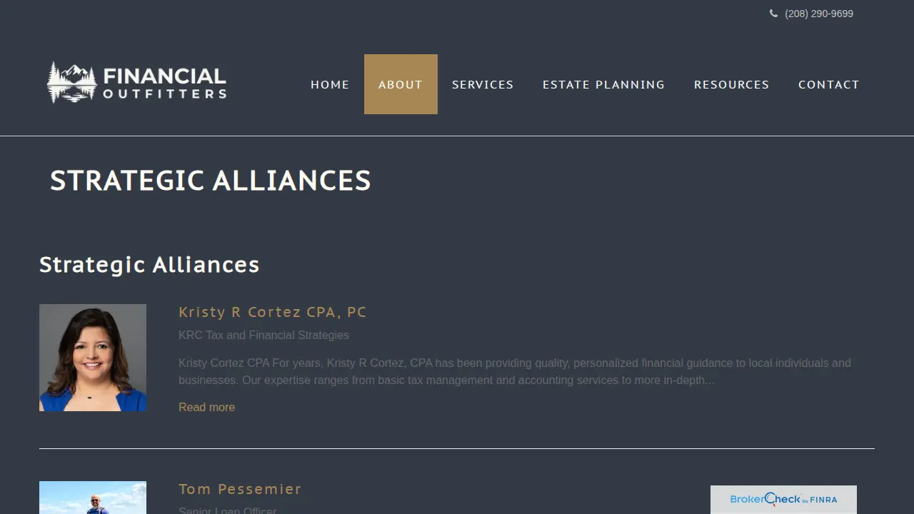 Financial Outfitters page