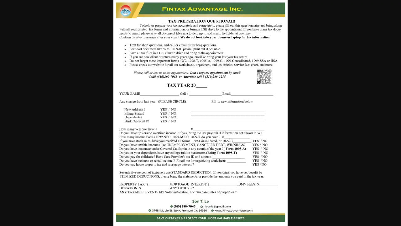 Son Le - Tax and Real Estate Services page