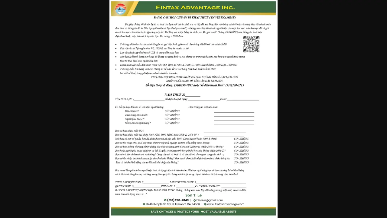 Son Le - Tax and Real Estate Services page