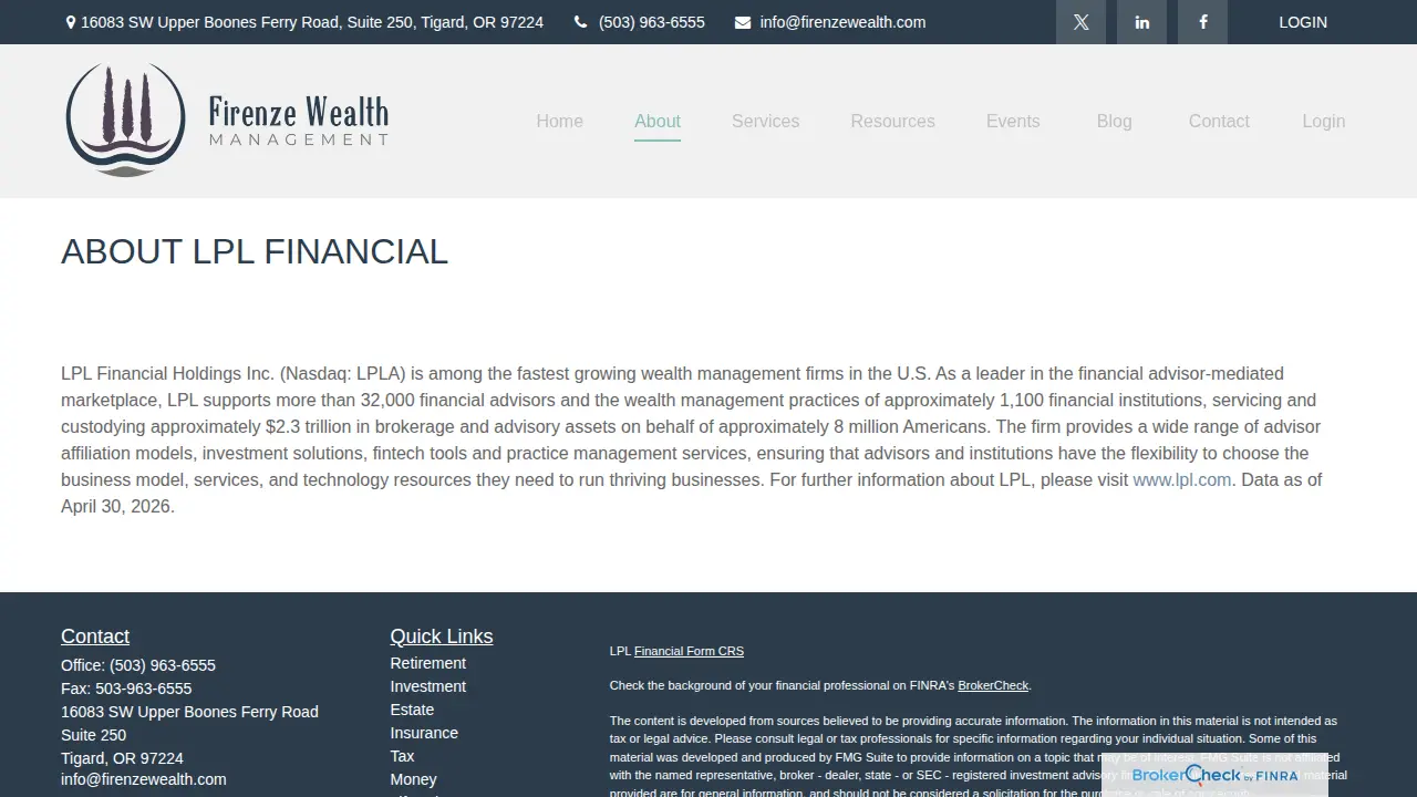 Firenze Wealth Management page
