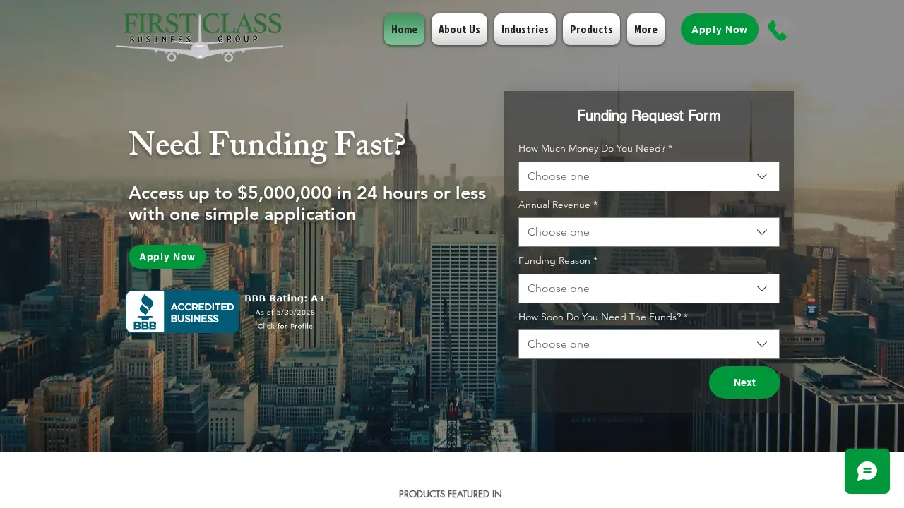 First Class Business Group page
