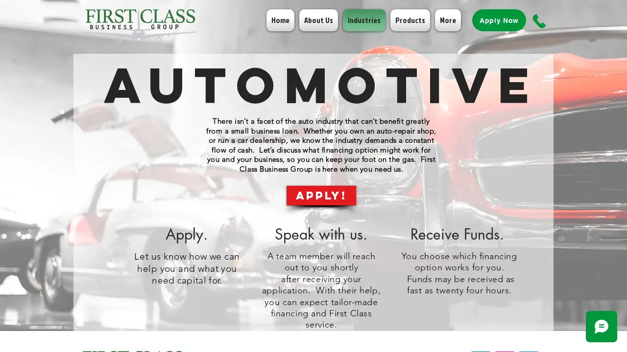 First Class Business Group page