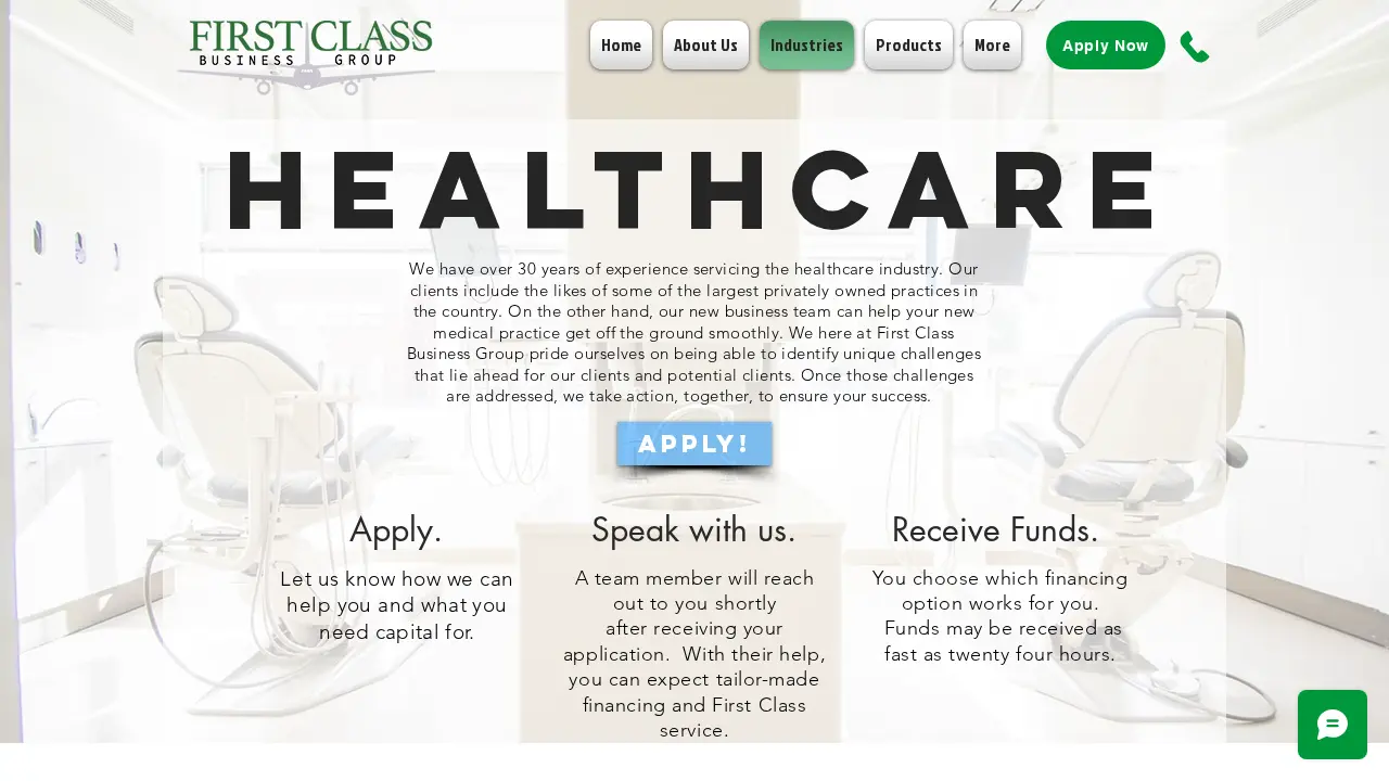 First Class Business Group page