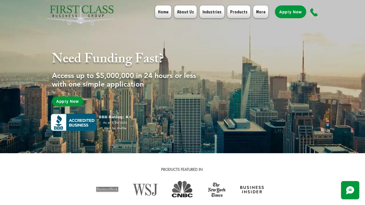 First Class Business Group page