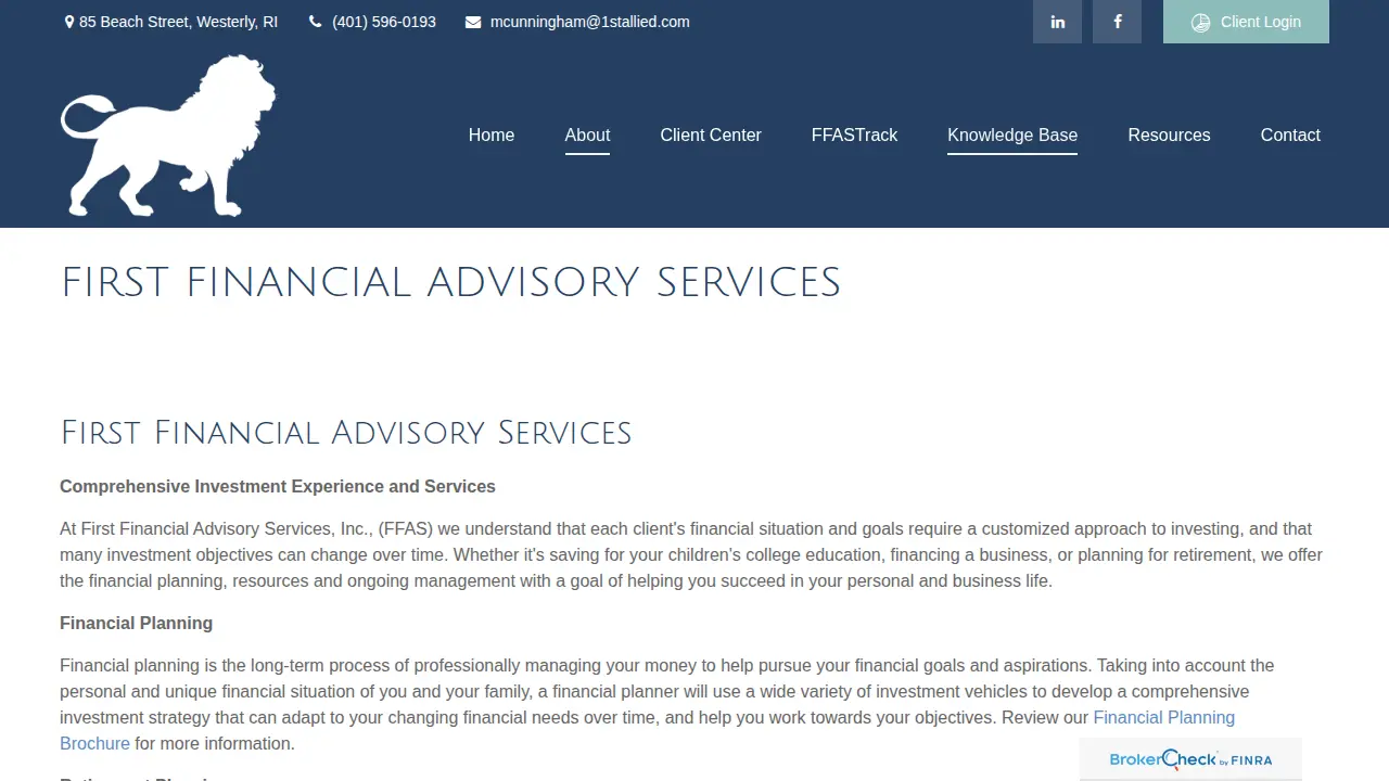 First Financial Advisory Services, Inc. page