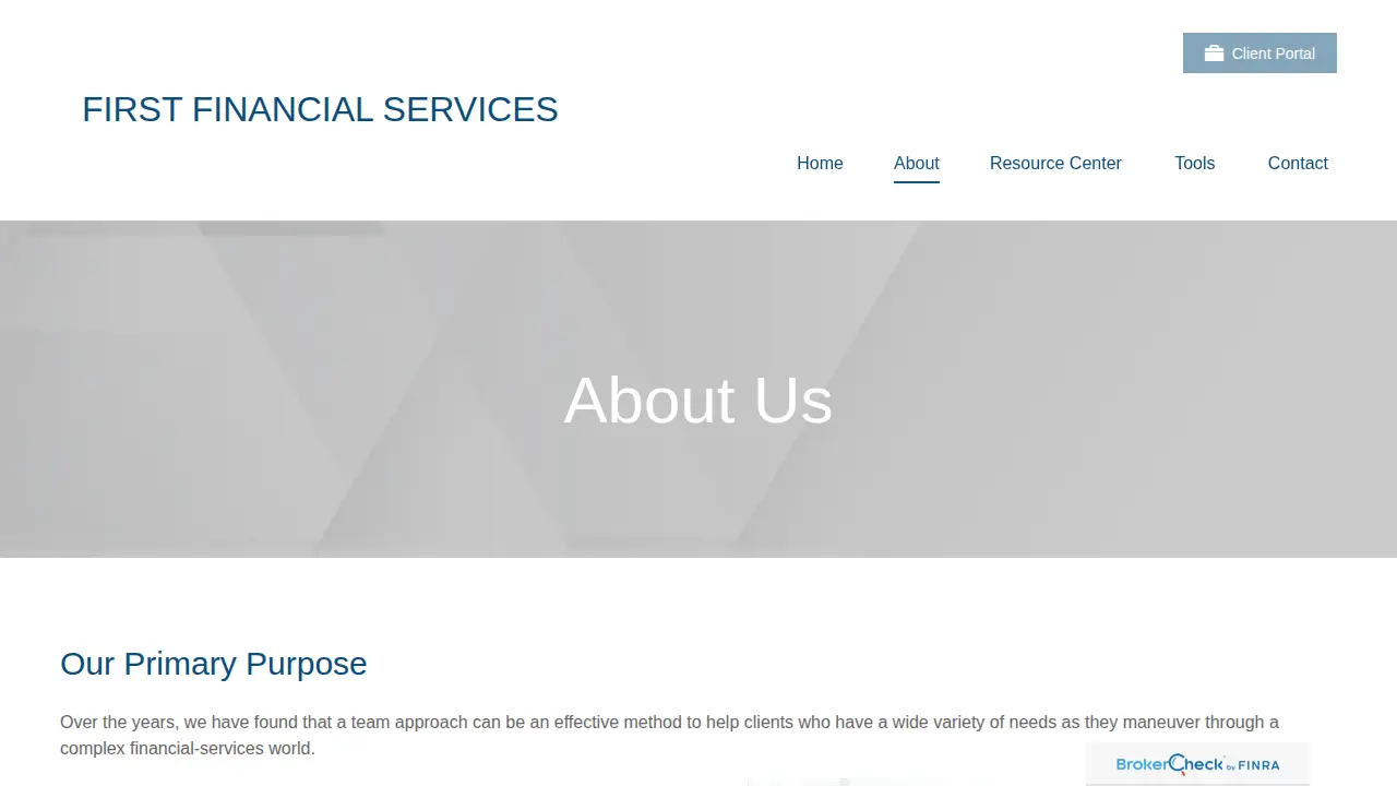 First Financial Services page