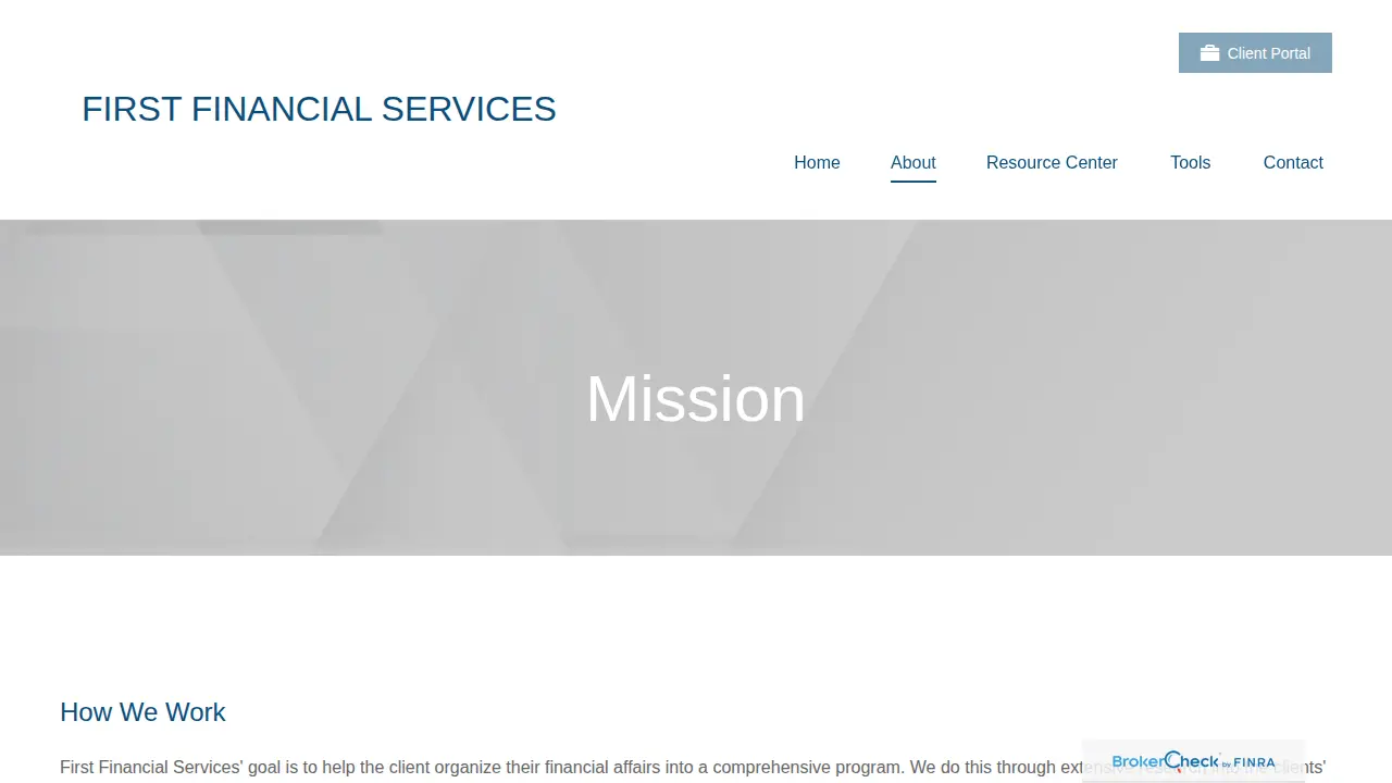 First Financial Services page
