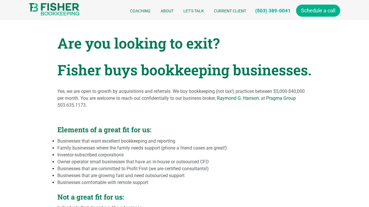 Fisher Business Management page