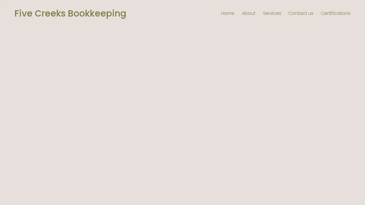 Five Creeks Bookkeeping page