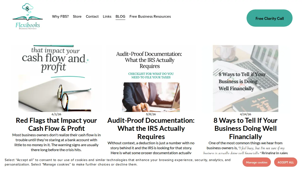 Flexibooks Business Services page