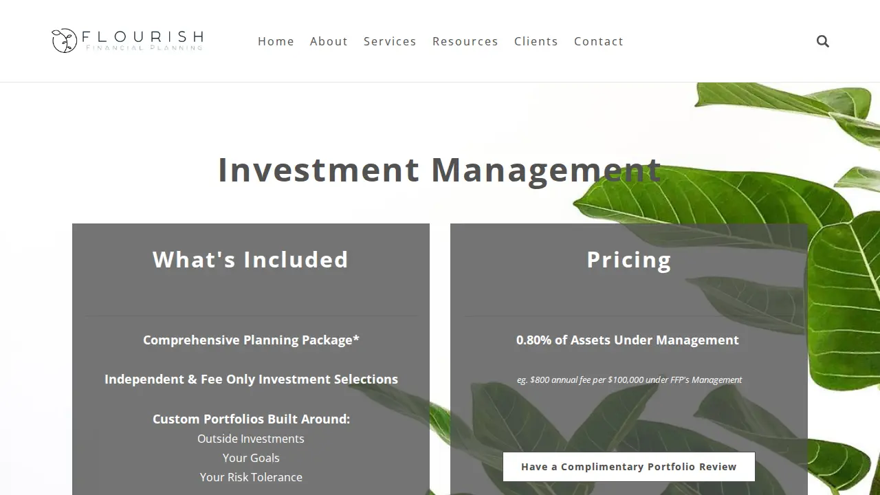 Flourish Financial Planning page