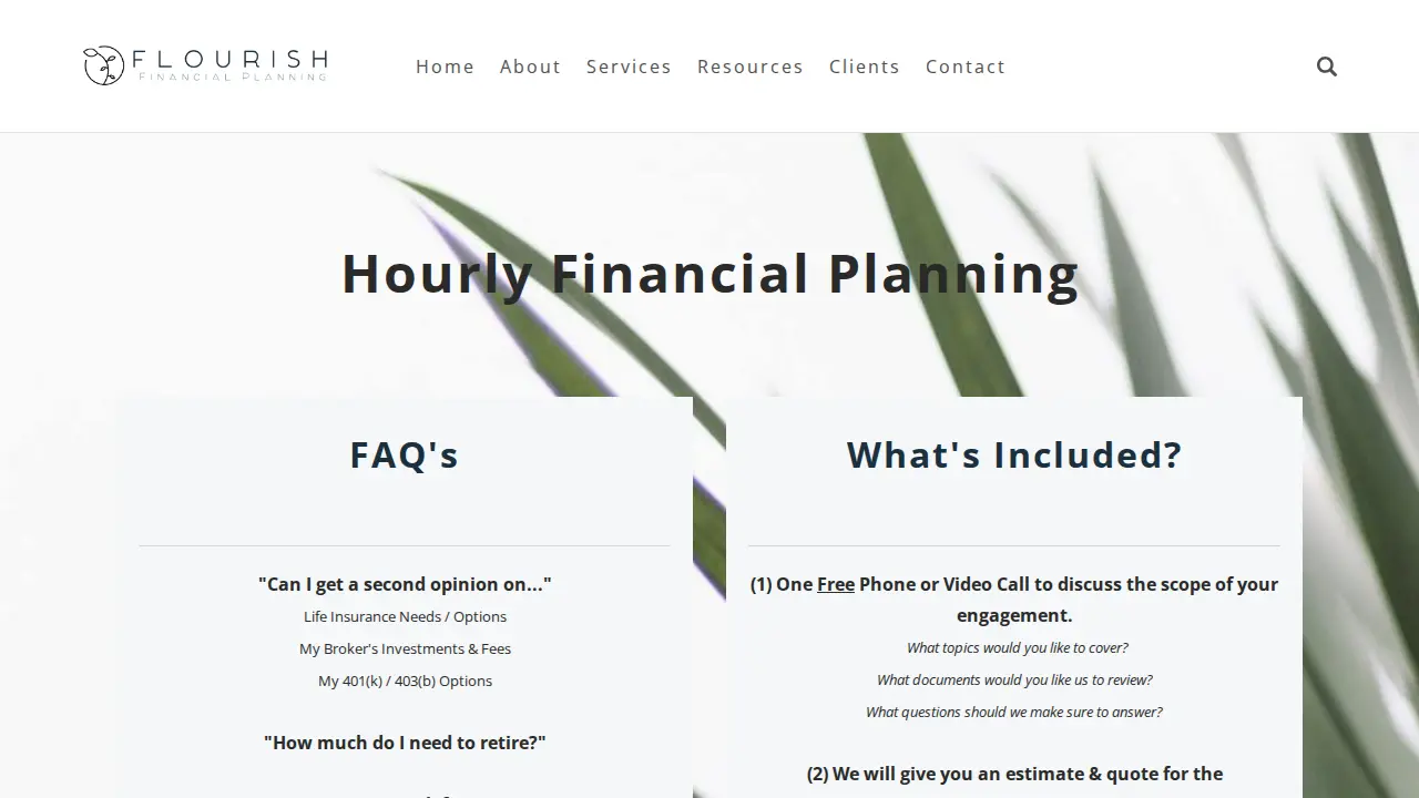 Flourish Financial Planning page