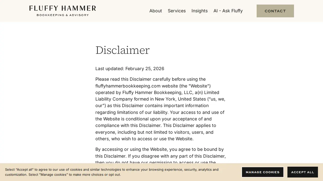 Fluffy Hammer Bookkeeping & Advisory page