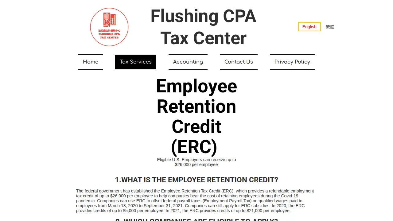 Flushing CPA Tax Center 法拉盛会计报税中心 page
