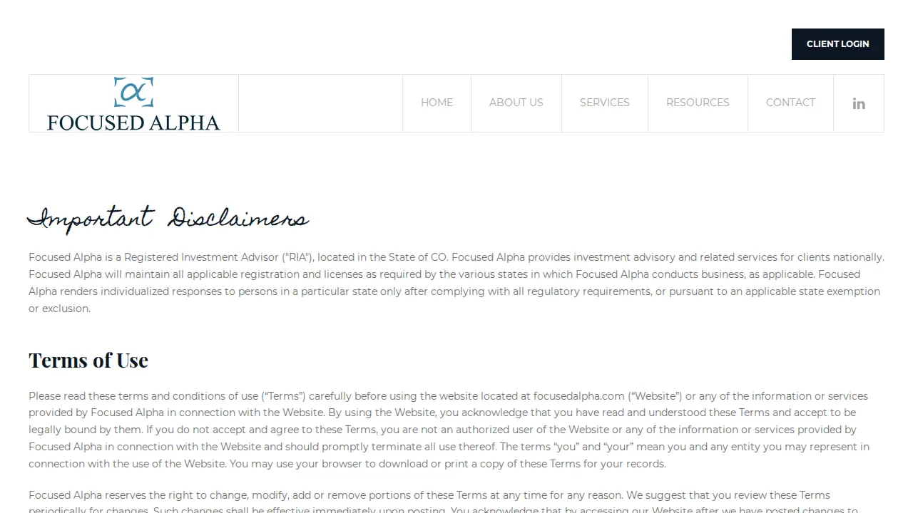 Focused Alpha page