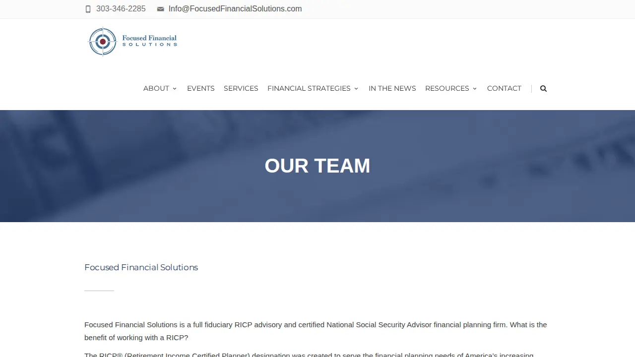 Focused Financial Solutions page