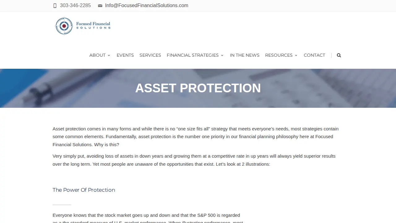 Focused Financial Solutions page