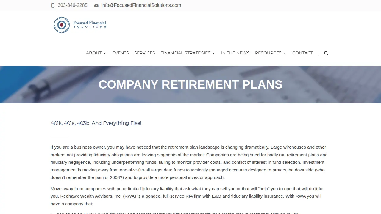 Focused Financial Solutions page