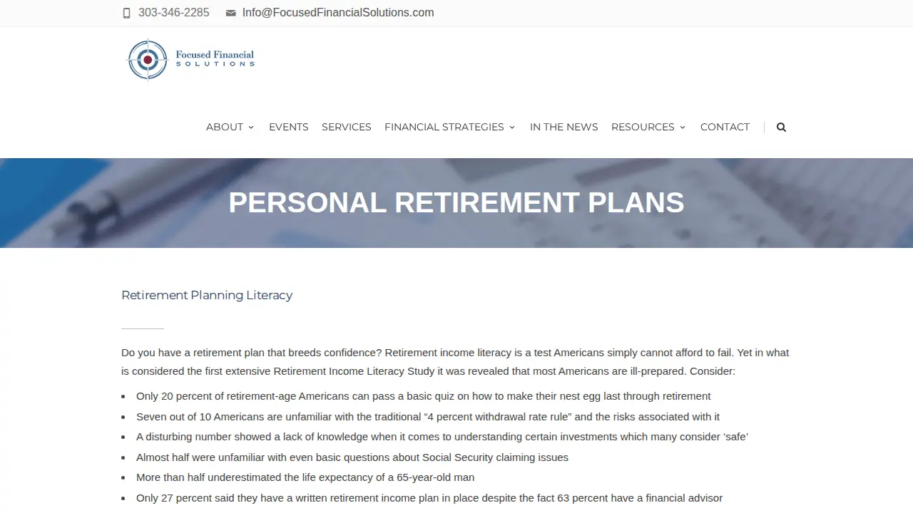 Focused Financial Solutions page