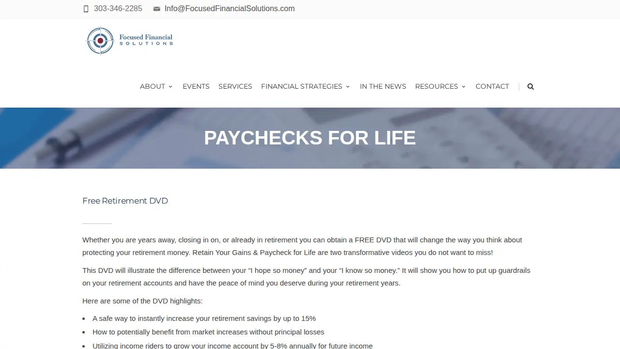 Focused Financial Solutions page