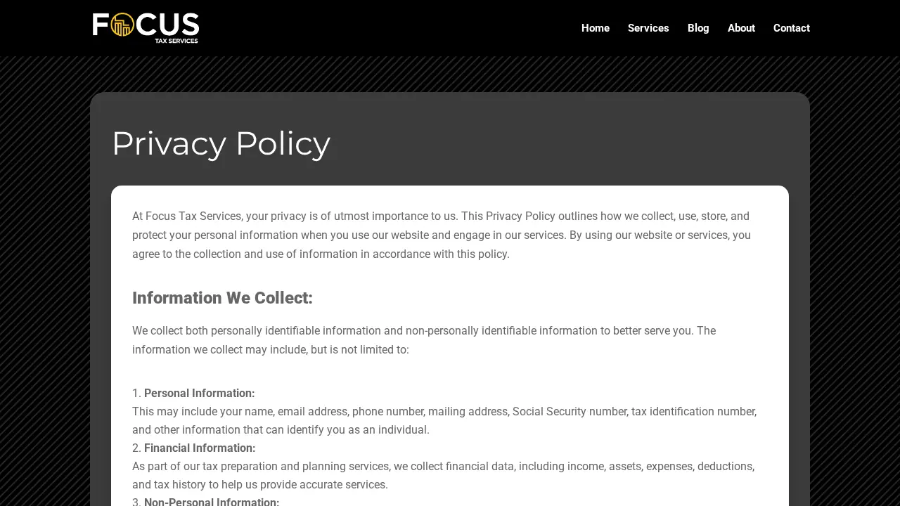 Focus Tax Services page