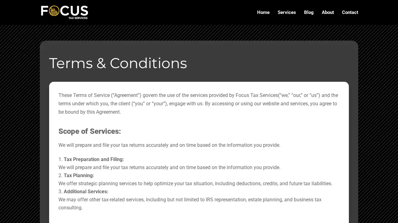 Focus Tax Services page