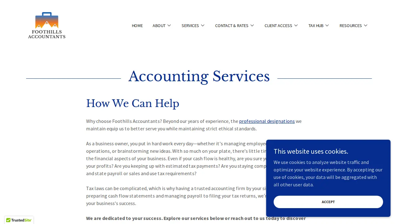 Foothills Accountants page