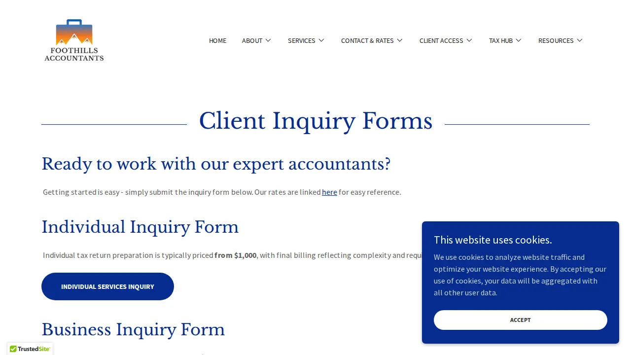 Foothills Accountants page