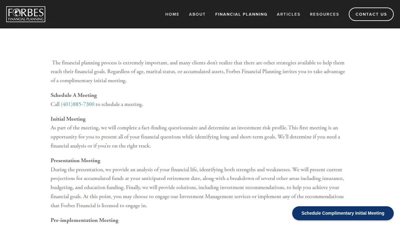 Forbes Financial Planning, Inc page