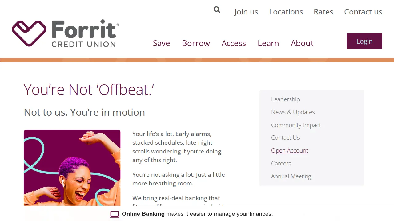 Forrit Credit Union page