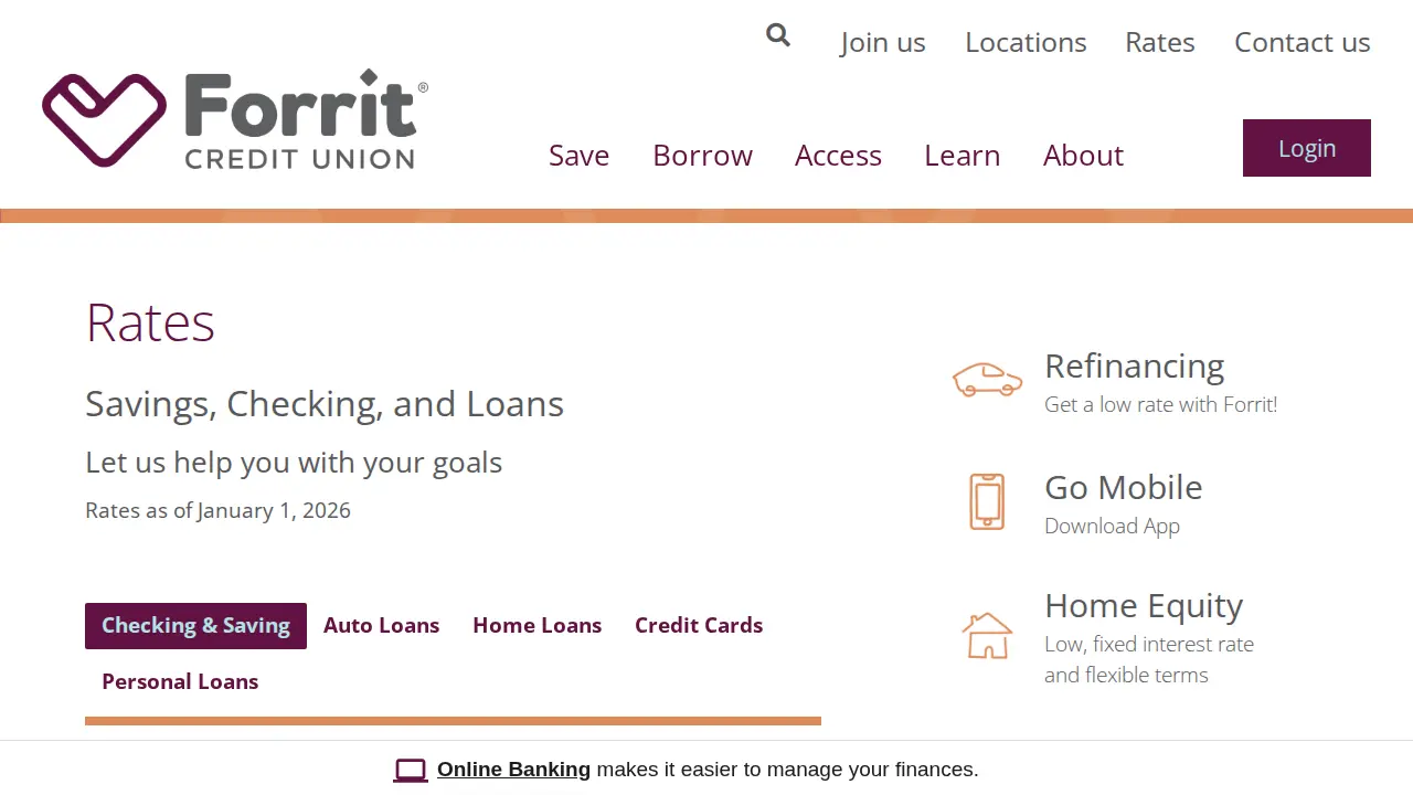 Forrit Credit Union page