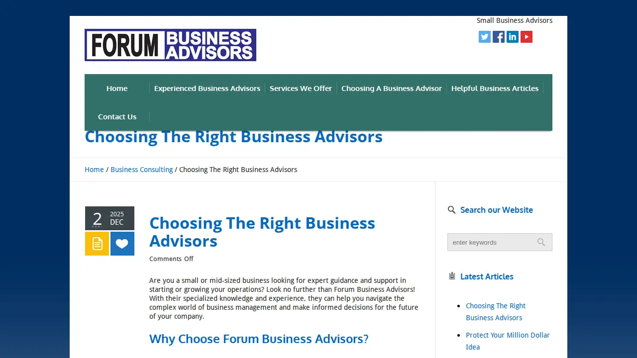 Forum Business Advisors DIV of Forum Publishing Co. page