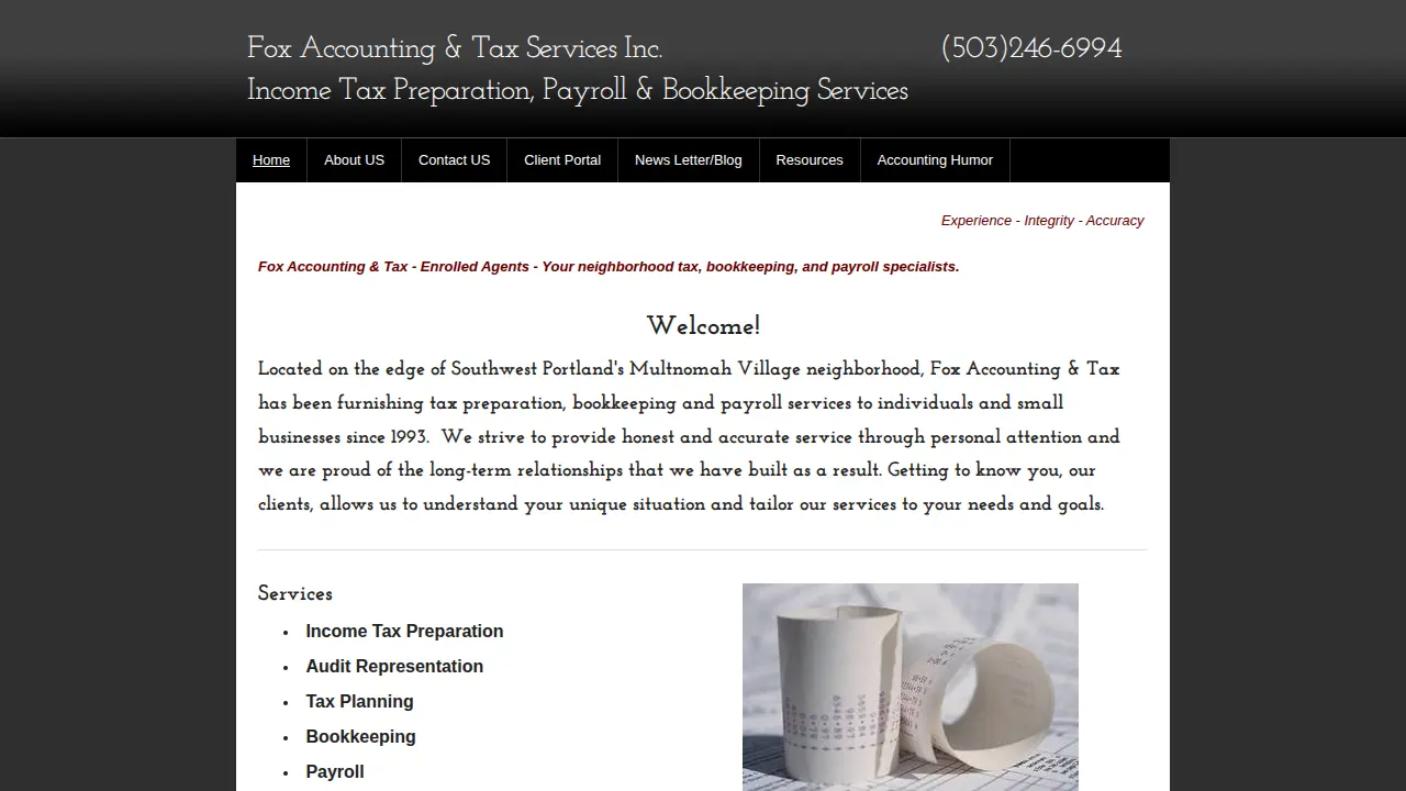 Fox Accounting & Tax Services, Inc. page