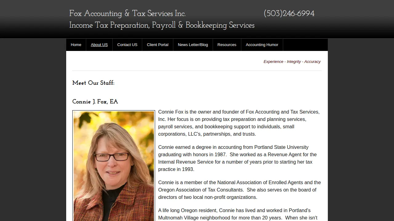 Fox Accounting & Tax Services, Inc. page