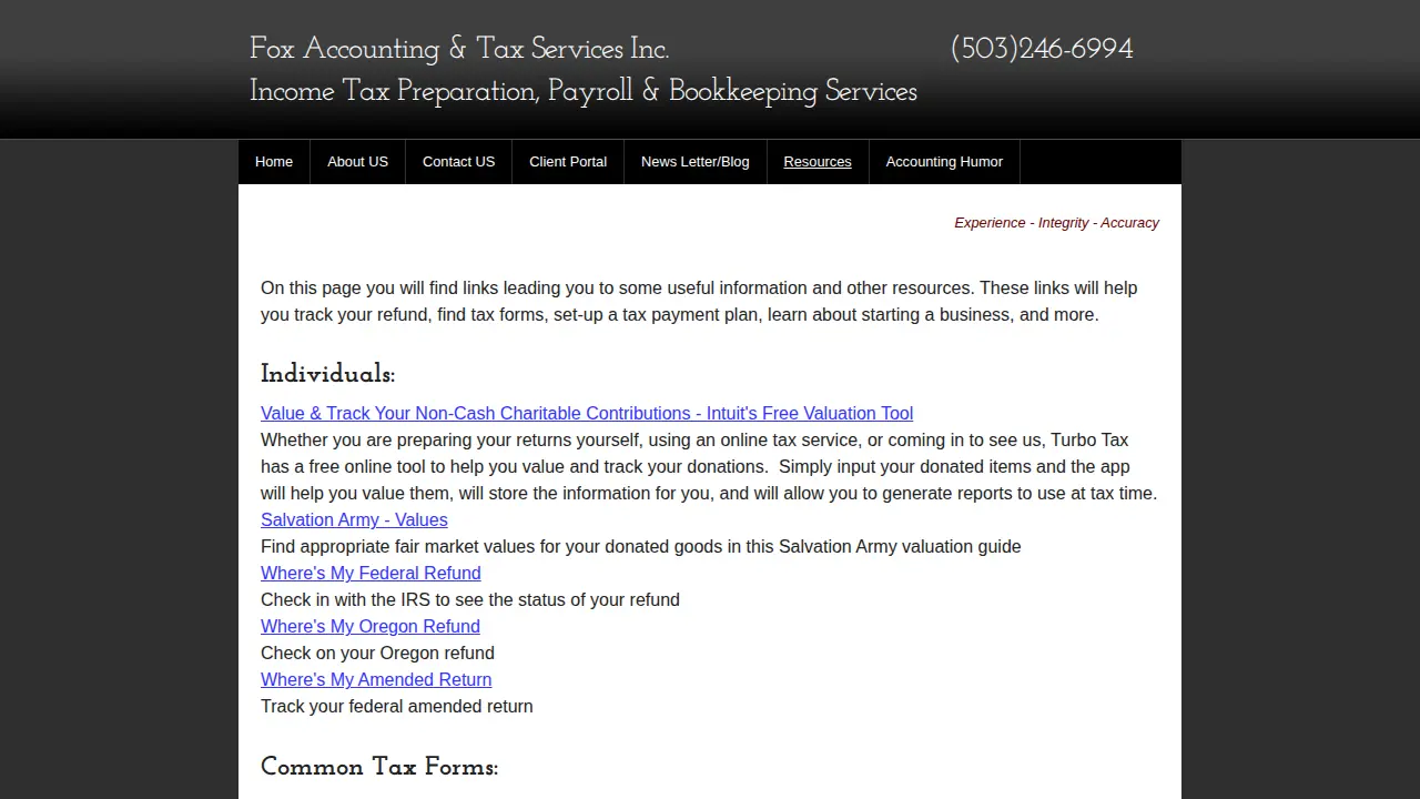 Fox Accounting & Tax Services, Inc. page